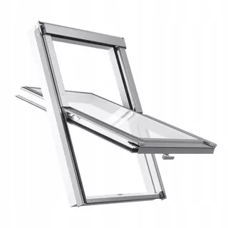 Plastové strešné okno PVC, biele, 78x140, s golierom